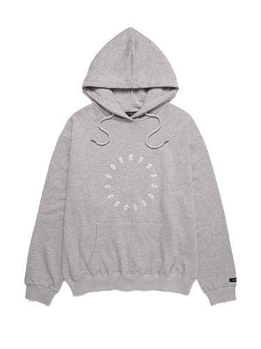 SMILE EMBROIDER HOODIE [LIGHT GREY]
